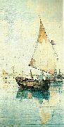 Carl Larsson segelekor vid sydlandsk stad Sweden oil painting reproduction